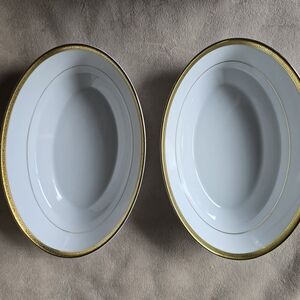 NEW Charter Club Grand Buffet Gold Oval Serving Bowls Set of 2 Porcelain